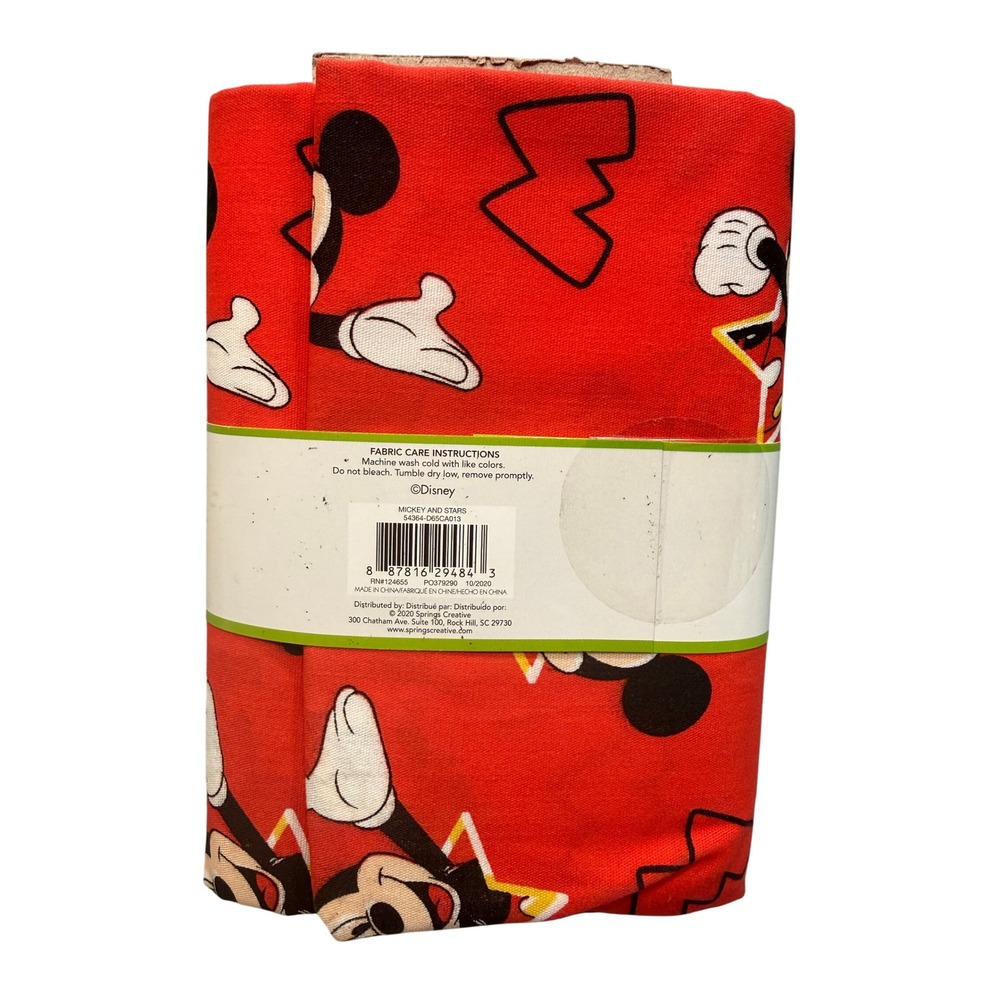 Disney Mickey Mouse Stars Fabric Red New Poplin 1 Yard Cotton Blend 43" Wide - Picture 6 of 8